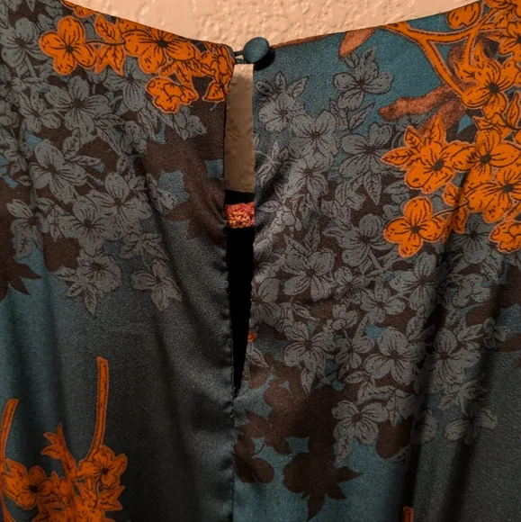 Baltic Born Teal and Rust Floral Long Sleeve Dress - Picture 5 of 10